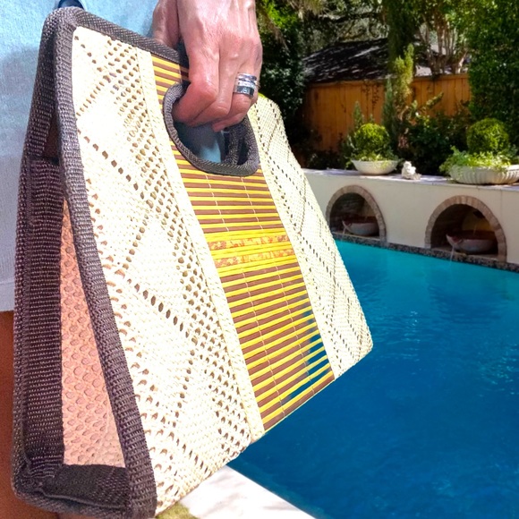 Wooven Palm Clutch Tote Bag - Picture 1 of 7